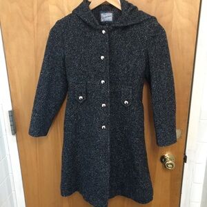 Girls Rothschild Gray Hooded Lined Wool Tweed Coat sz 8